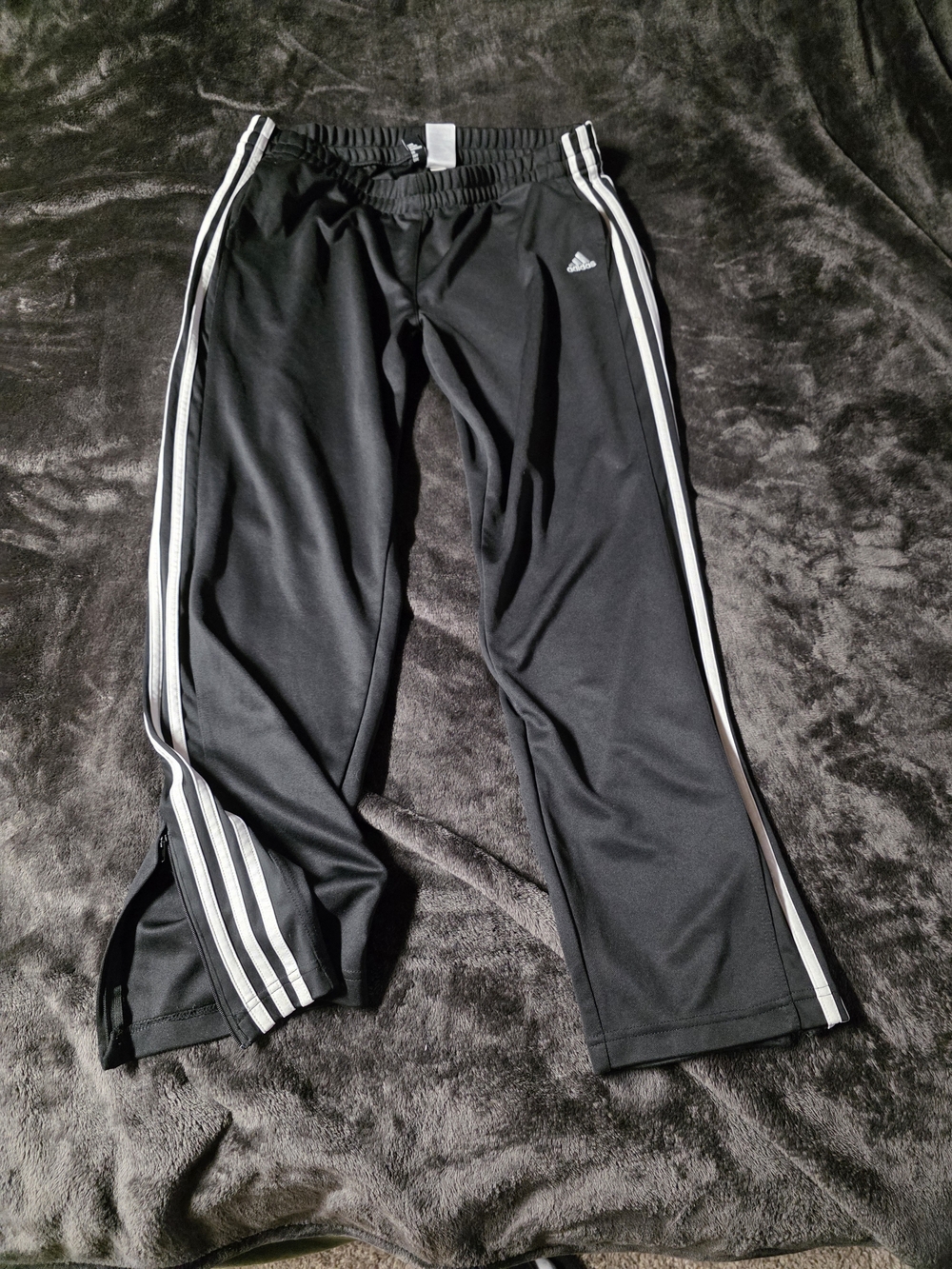 Adidas Men Black Climacool Pants w/White Stripes, Pockets & Zipper Leg